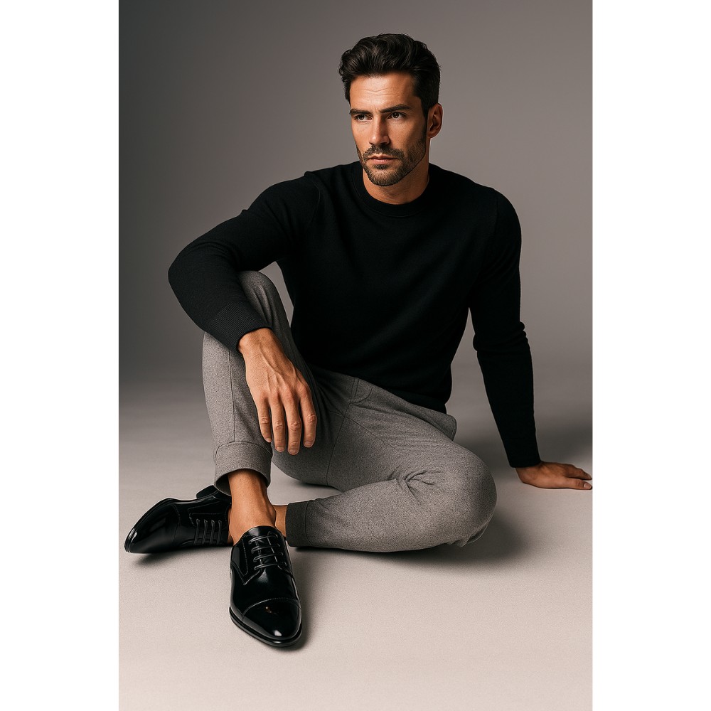 Shoes man's black Tapi (Poland) model 2571