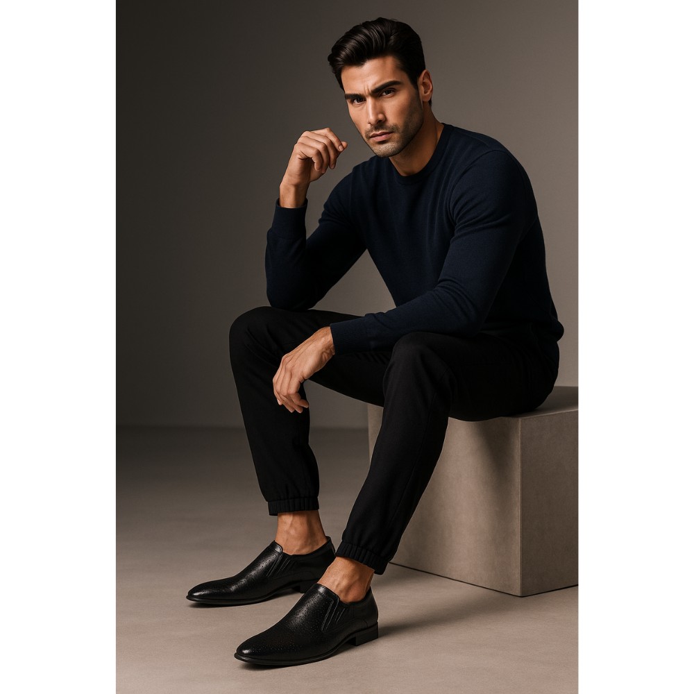 Shoes man's black Tapi (Poland) model 3059