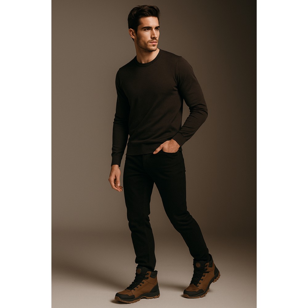 Мужские коричневые зимние ботинки Grunberg 148153-14-04 6084 из натуральной кожи и шерсти