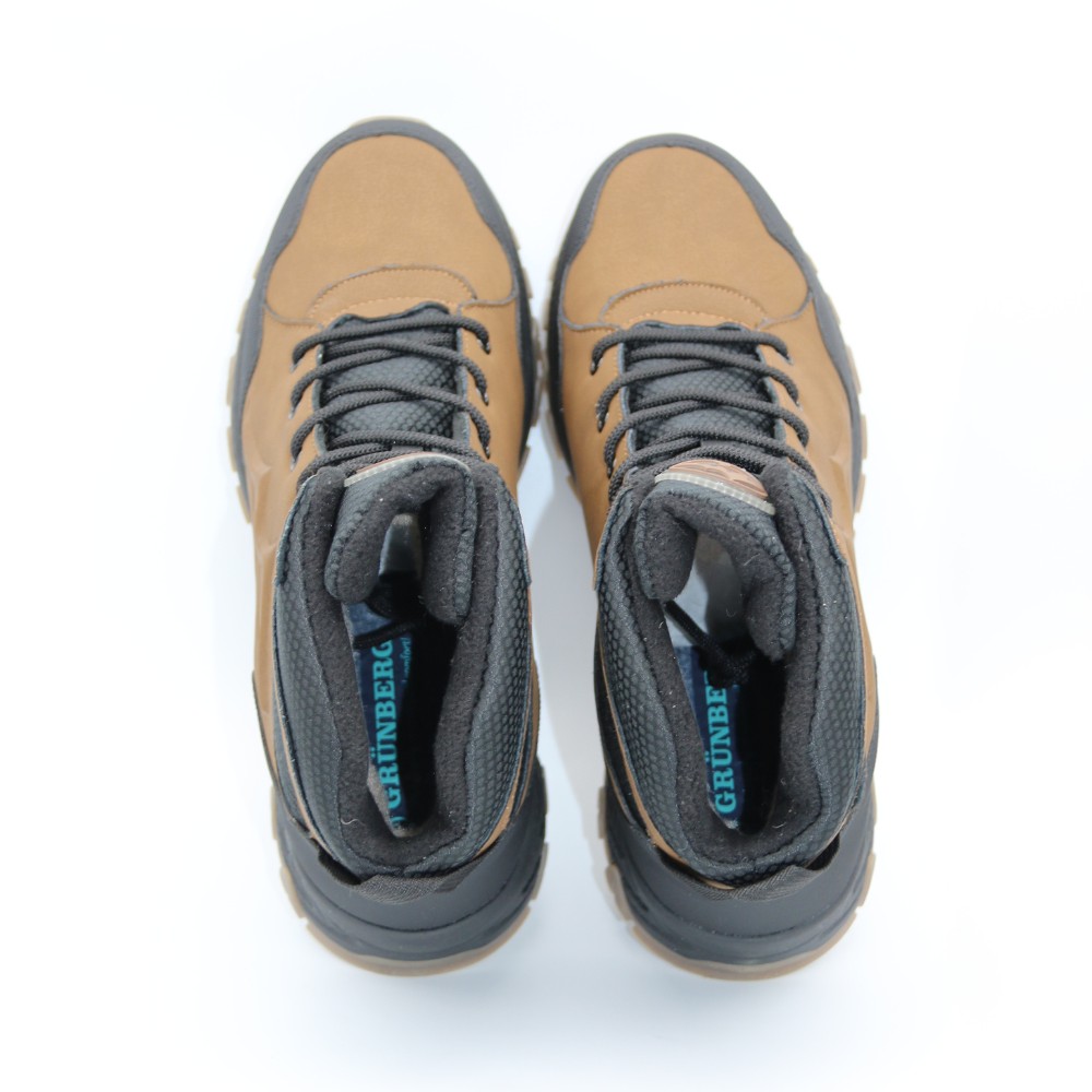 Мужские коричневые зимние ботинки Grunberg 148153-14-04 6084 из натуральной кожи и шерсти