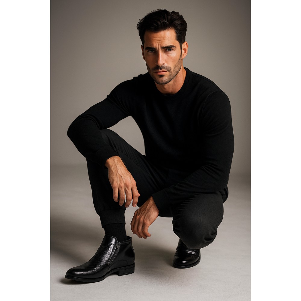 Men’s black classic boots Tapi (Poland) G-2254/S-082-200-136 with dual side zips