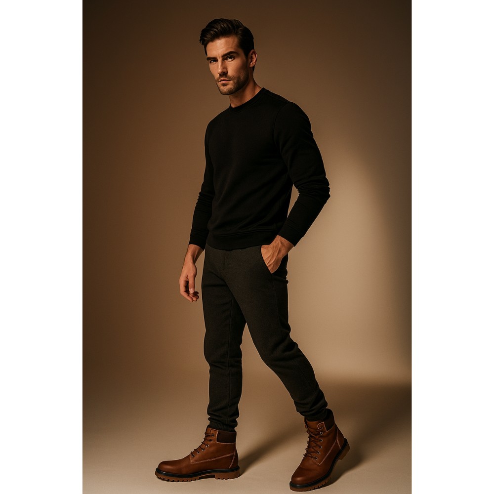 Badura 4602-bn-braz-074 - мужские зимние ботинки из натурального нубука, коричневые, на шнуровке