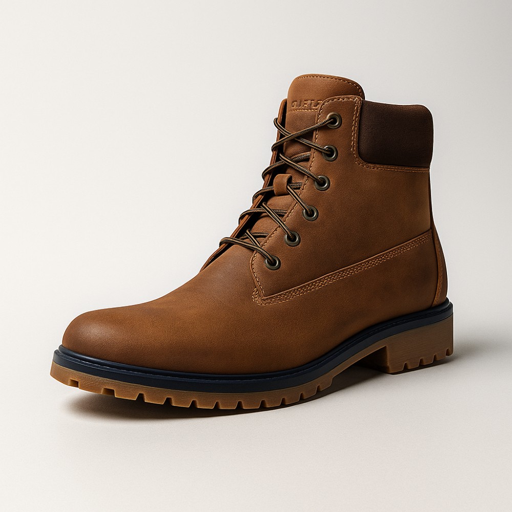 Badura 4602-bn-braz-074 - мужские зимние ботинки из натурального нубука, коричневые, на шнуровке