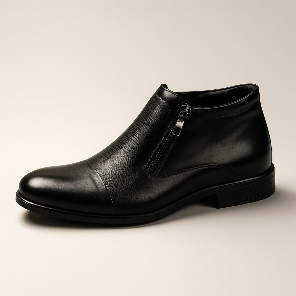 Men’s winter classic boots by Tapi with double buckles in black leather D-2275/P4-082-200-136