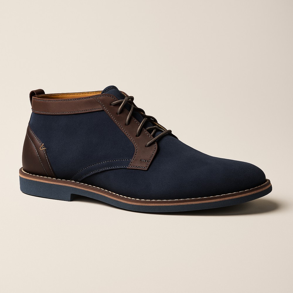 Blue men’s winter lace-up boots by Tapi in genuine nubuck model 3967