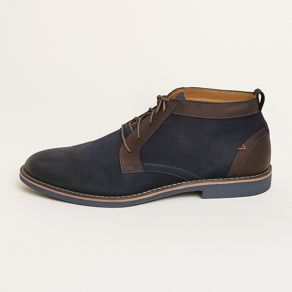 Blue men’s winter lace-up boots by Tapi in genuine nubuck model 3967