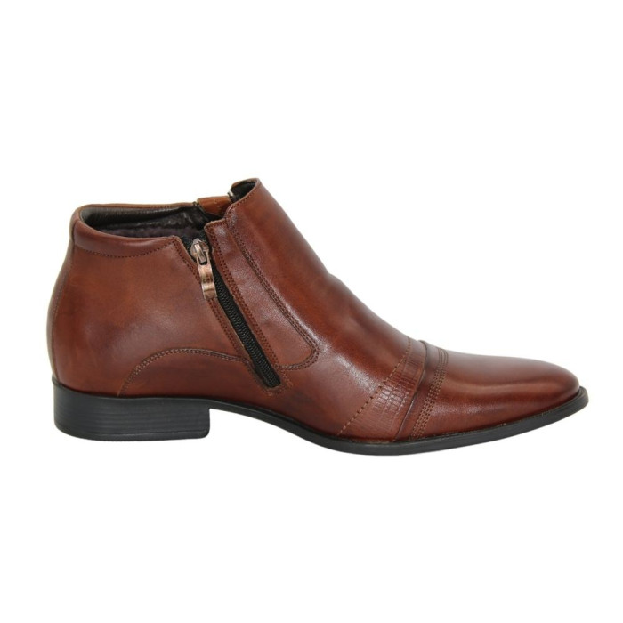 Men’s winter leather boots by Tapi B-2149/Z-136-176-105/1 (Made in Poland) brown, side zipper