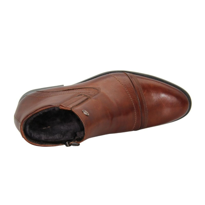 Men’s winter leather boots by Tapi B-2149/Z-136-176-105/1 (Made in Poland) brown, side zipper