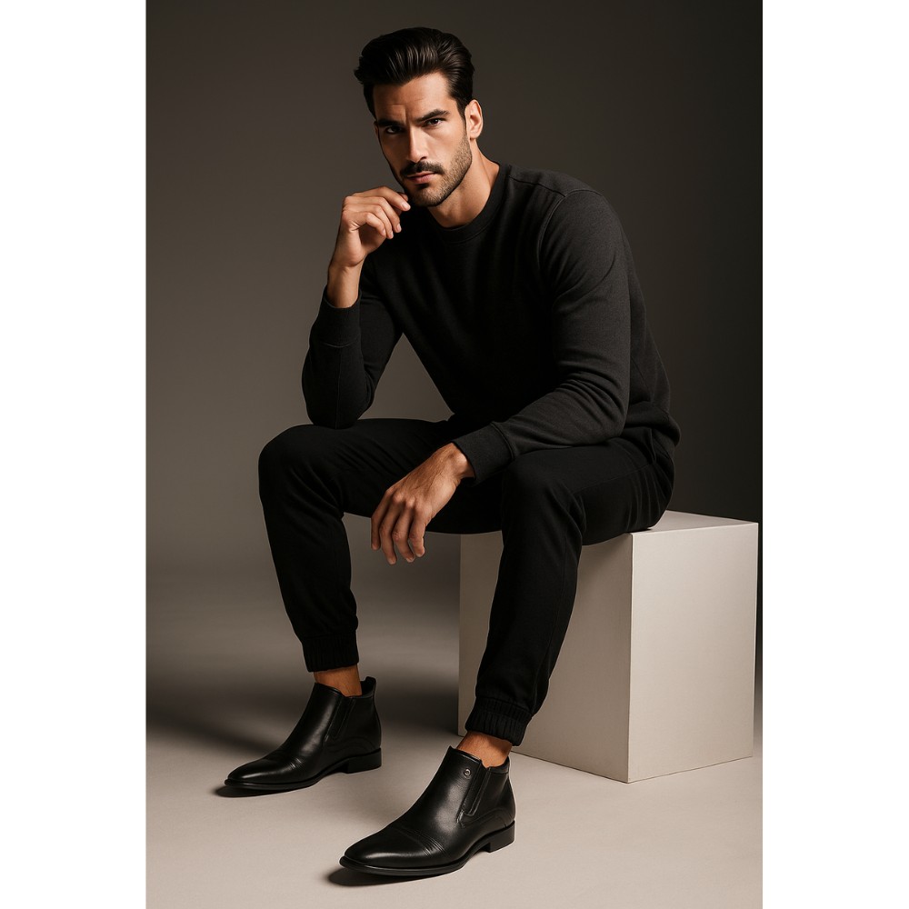 Men’s winter leather boots by Tapi K-2149/Z-136-176-381/1 black, with zipper