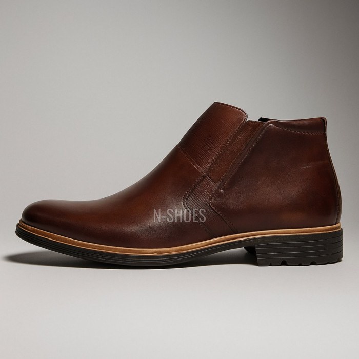 Men’s brown winter leather boots Tapi A-2296/P4-082-3324-105/1 with side zipper