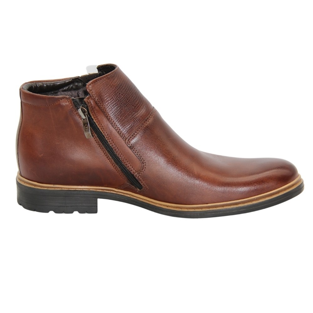 Men’s brown winter leather boots Tapi A-2296/P4-082-3324-105/1 with side zipper 