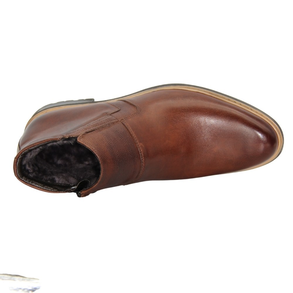Men’s brown winter leather boots Tapi A-2296/P4-082-3324-105/1 with side zipper 