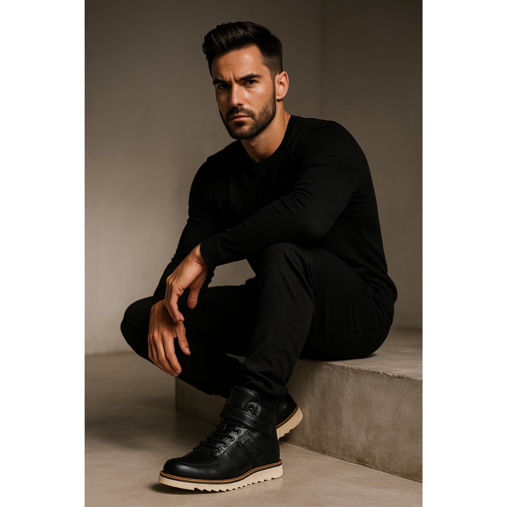 Kangaroos 47027050041-blk — men’s mid-season leather boots with laces and hook-and-loop