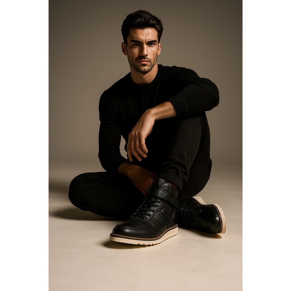 Kangaroos 47027050041-blk — men’s mid-season leather boots with laces and hook-and-loop