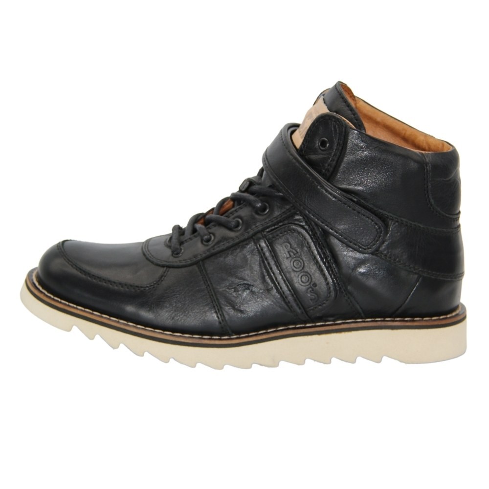 Kangaroos 47027050041-blk — men’s mid-season leather boots with laces and hook-and-loop
