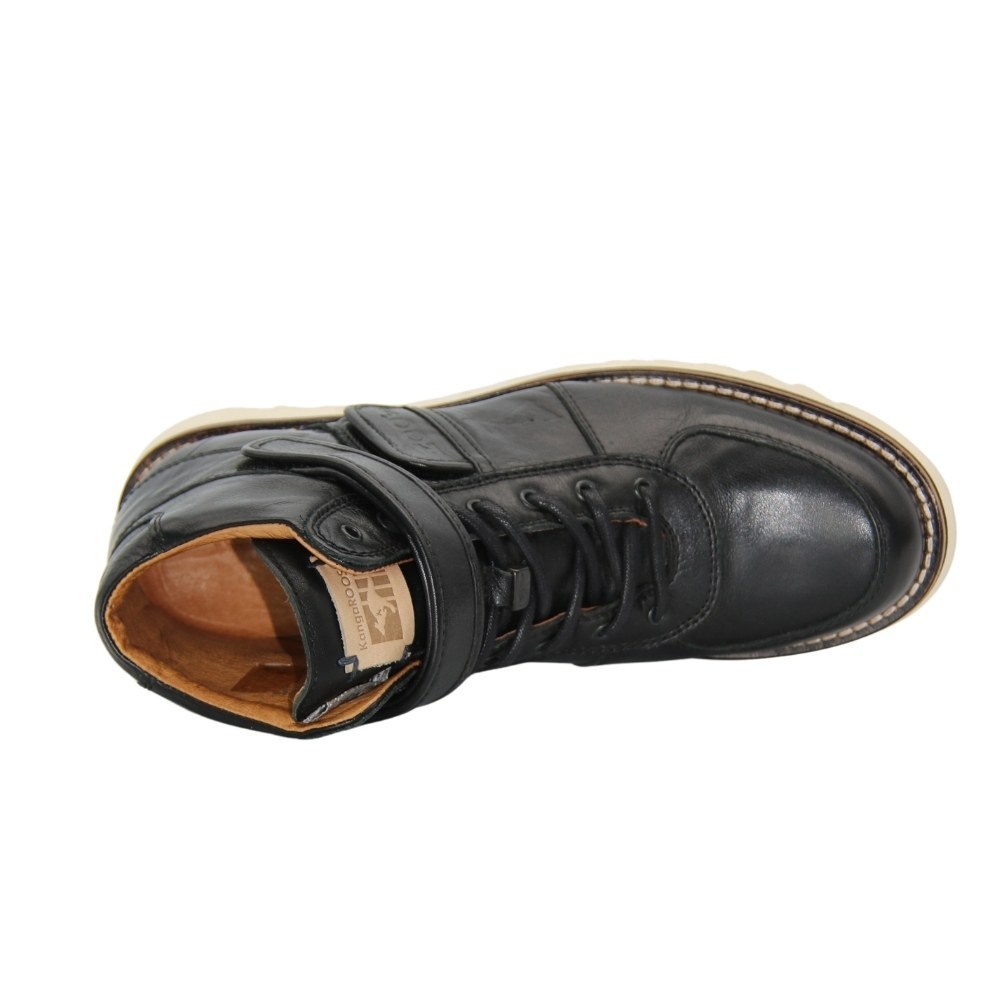 Kangaroos 47027050041-blk — men’s mid-season leather boots with laces and hook-and-loop