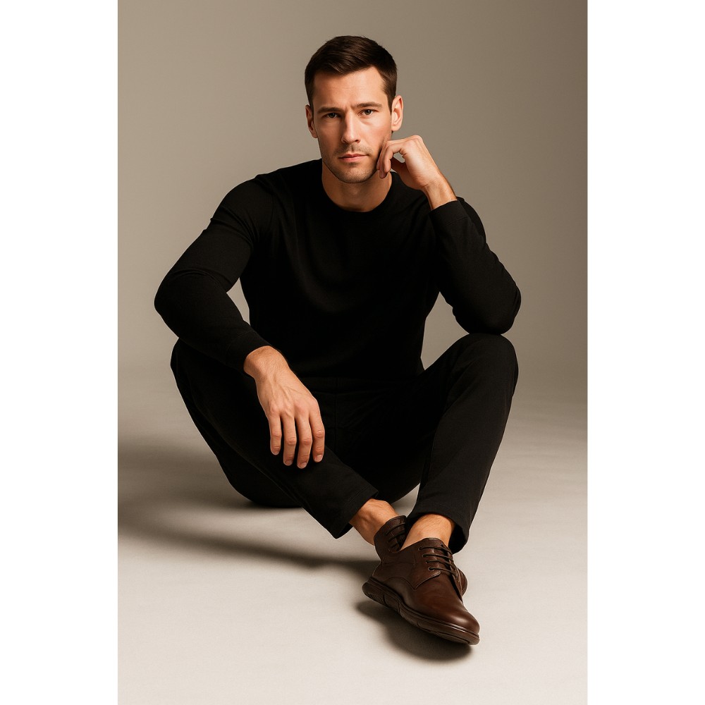 Туфли мужские коричневые PAN (Польша) модель 4645