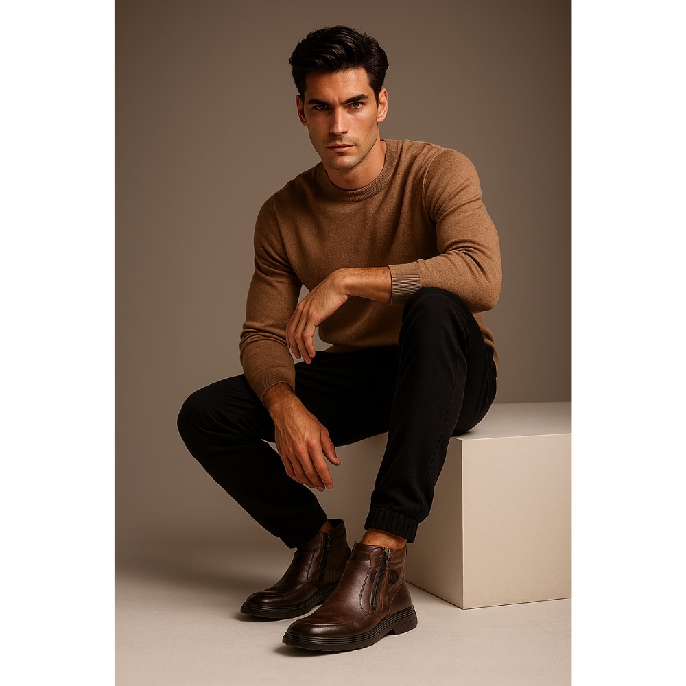 Giorgio Minardi 1348 — коричневые зимние ботинки на двух молниях