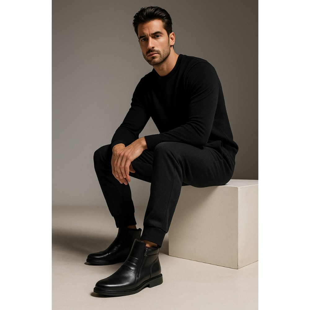 Men’s leather boots with double zips PAN 222 86-091013 1219