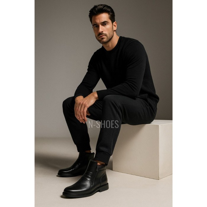 Men’s leather boots with double zips PAN 222 86-091013 1219