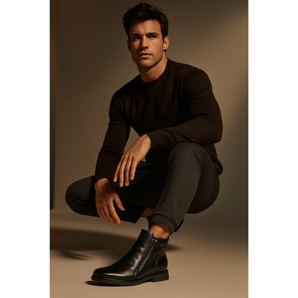 Men’s leather boots with double zips PAN 222 86-091013 1219