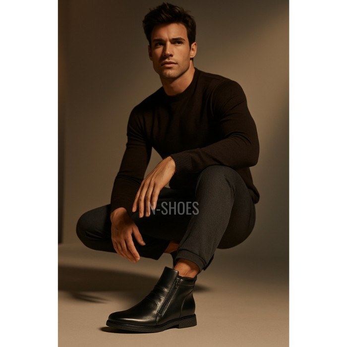 Men’s leather boots with double zips PAN 222 86-091013 1219