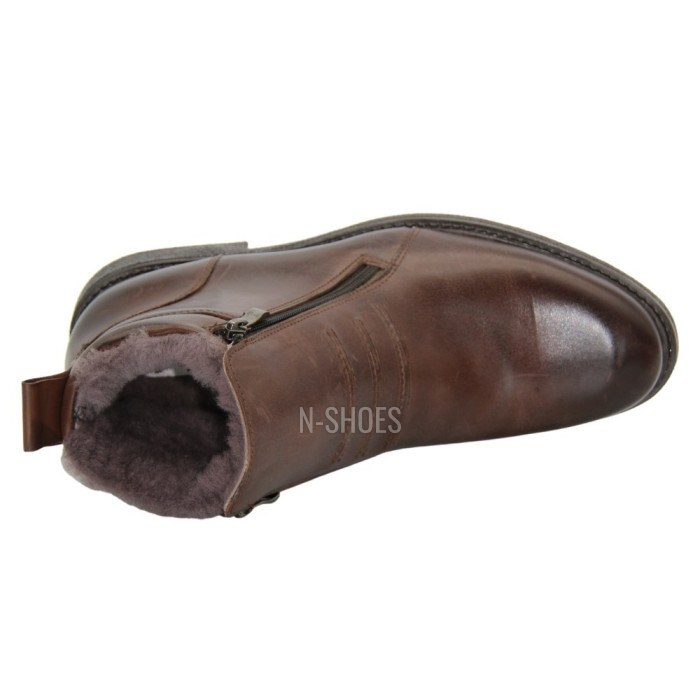 Men’s brown winter boots PAN 1219 with two zippers