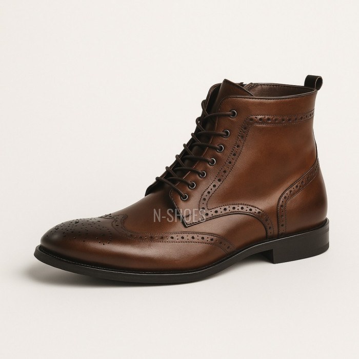 Pilpol 6037-m250 men’s winter leather boots with laces and zipper