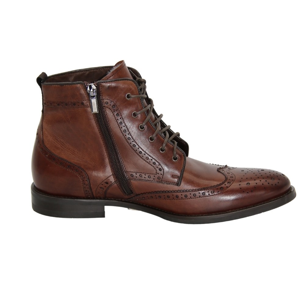 Pilpol 6037-m250 men’s winter leather boots with laces and zipper