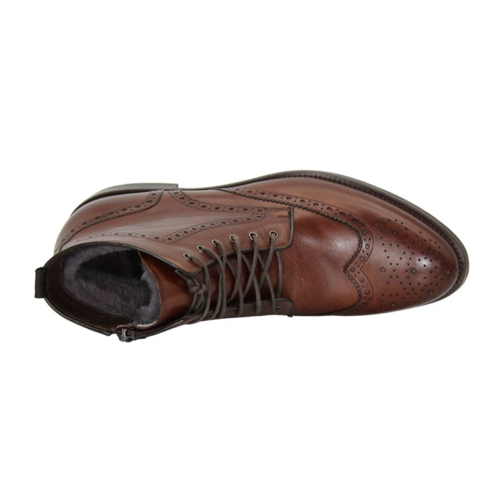 Pilpol 6037-m250 men’s winter leather boots with laces and zipper