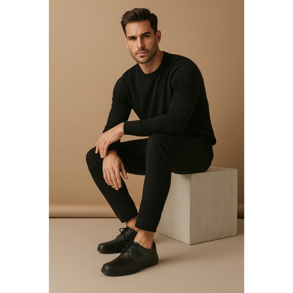 Мокасины мужские черные Lesta (Польша) модель 4903