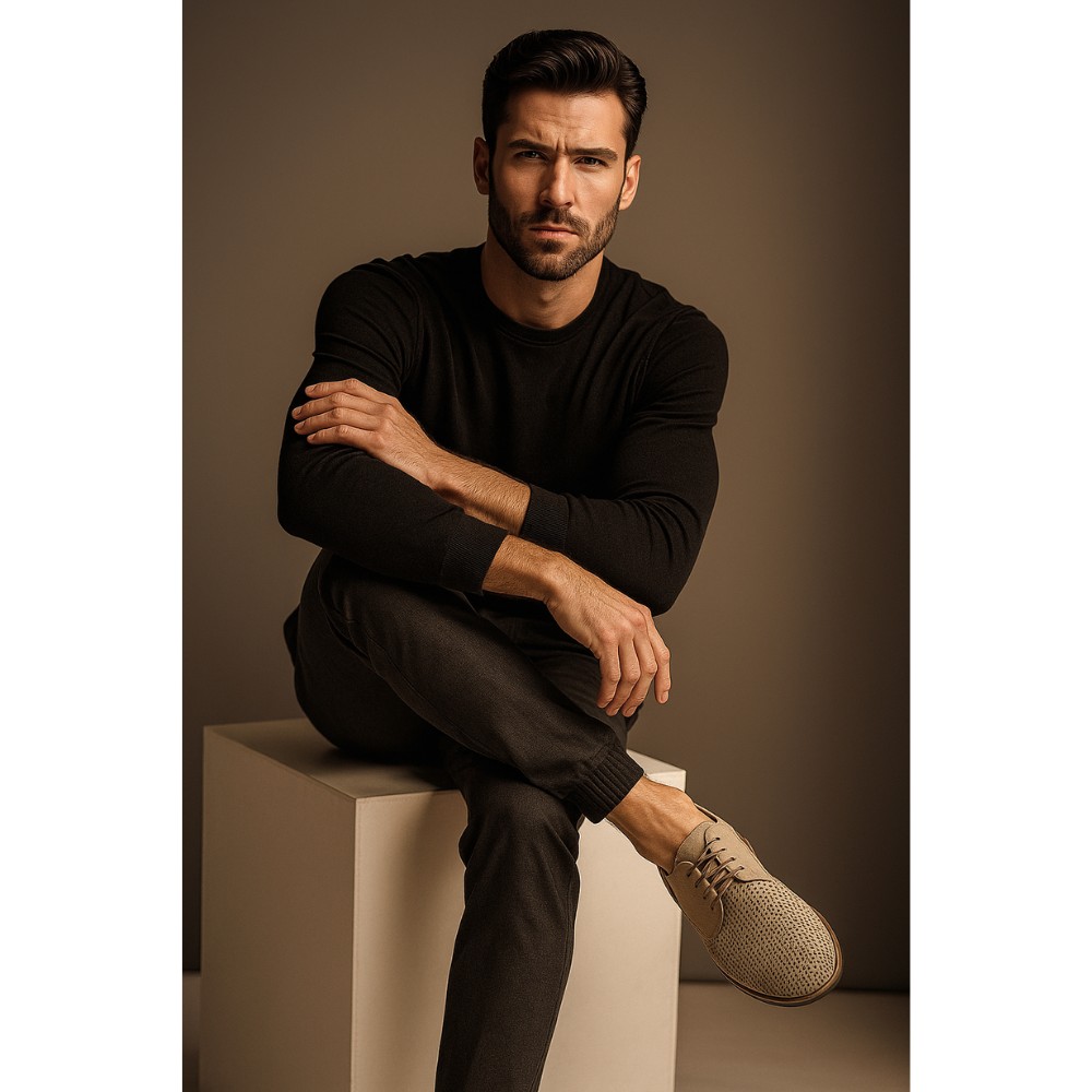 Туфли мужские бежевые Prato Pilpol (Польша)  модель 4994