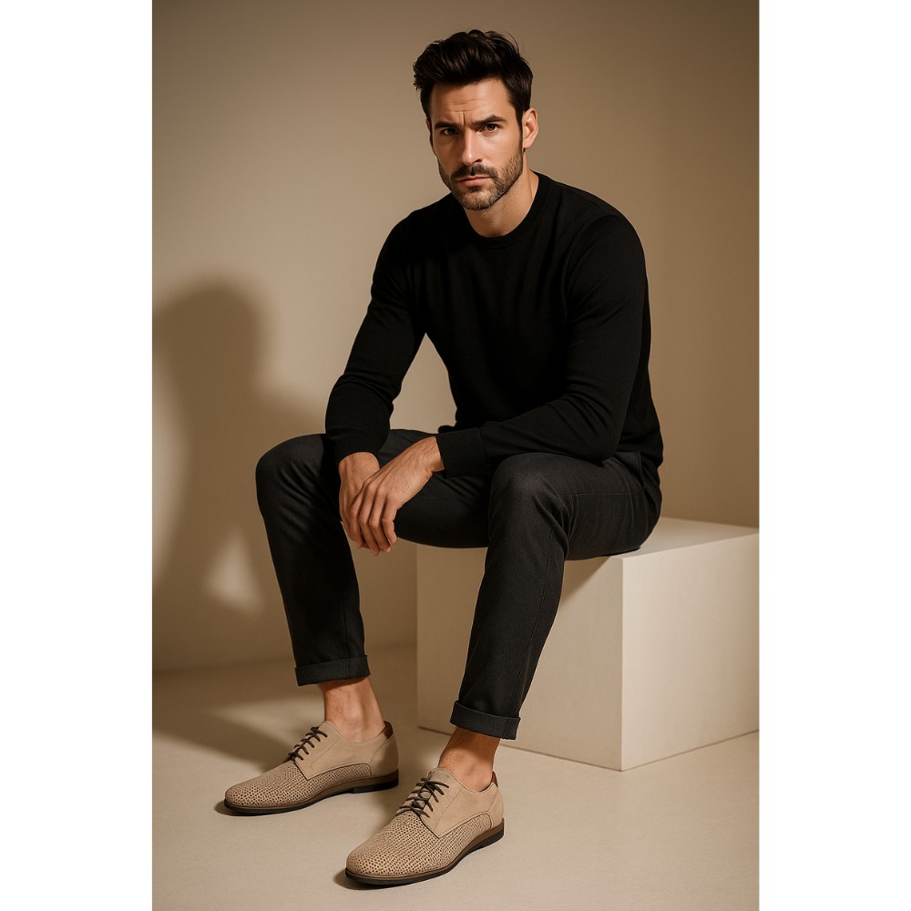 Туфли мужские бежевые Prato Pilpol (Польша)  модель 4994