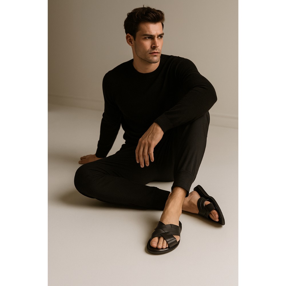 Чоловічі шльопанці чорні Giorgio Minardi (Польща) модель 5023