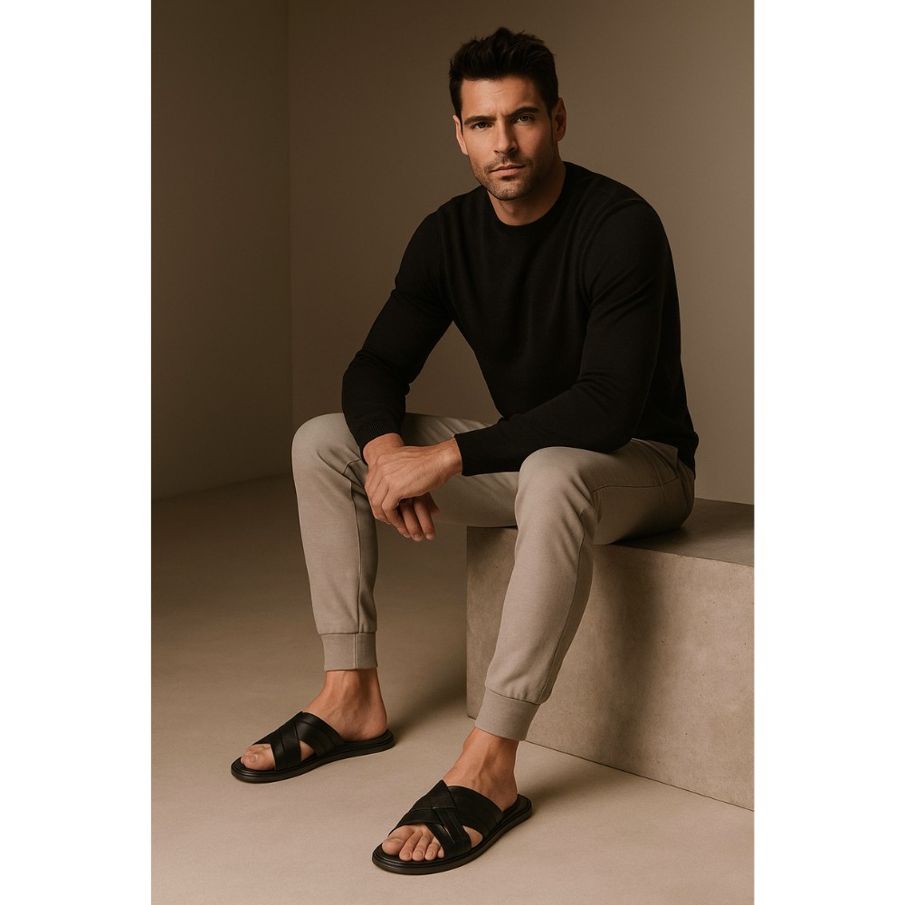 Чоловічі шльопанці чорні Giorgio Minardi (Польща) модель 5023