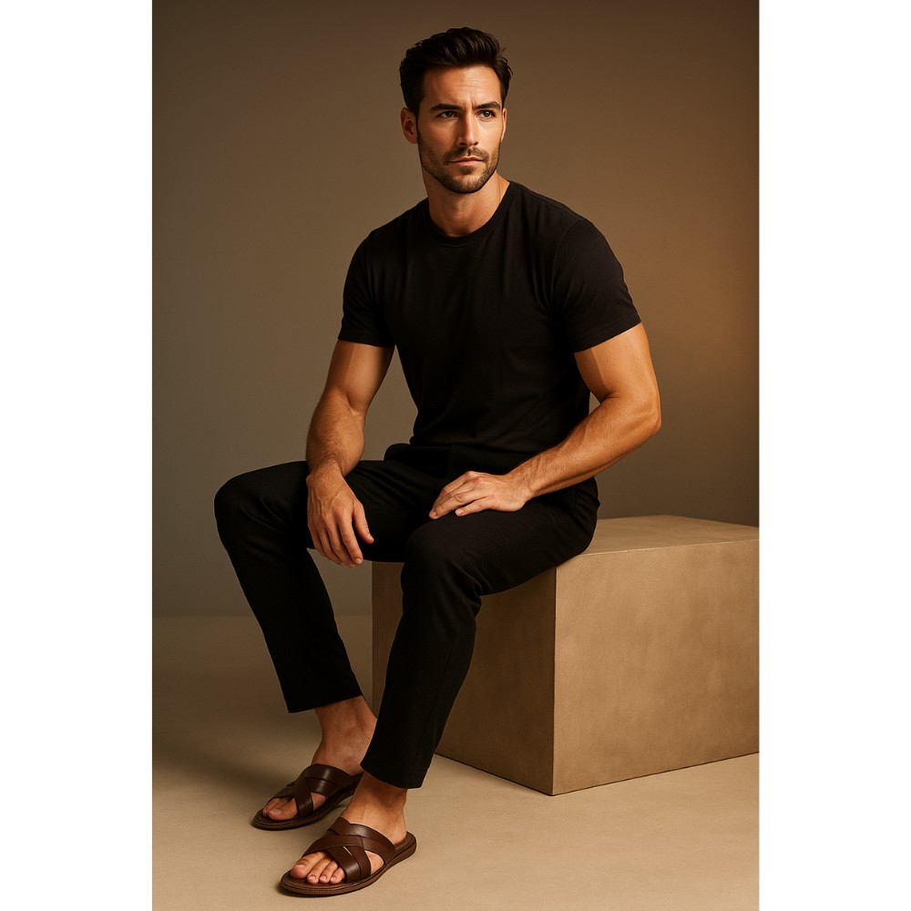 Чоловічі шльопанці коричневі Giorgio Minardi (Польща) модель 5024