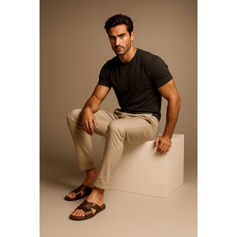 Чоловічі шльопанці коричневі Giorgio Minardi (Польща) модель 5024