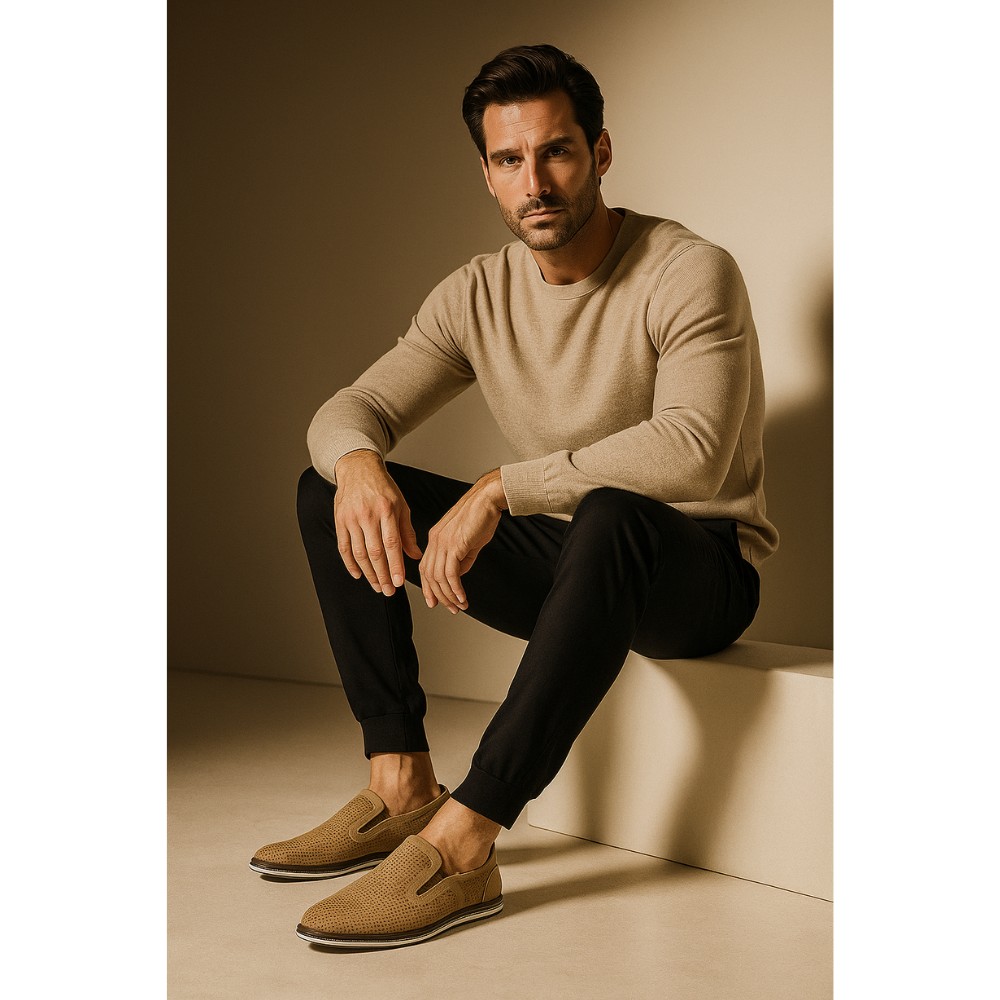 Мокасины мужские бежевые Kadar модель 5054