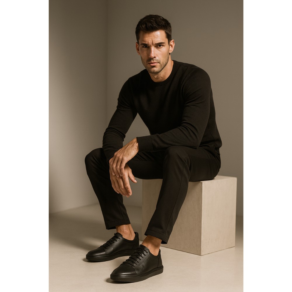 Чоловічі чорні демісезонні кеди Giorgio Minardi 373SpCz 5065 з натуральної шкіри