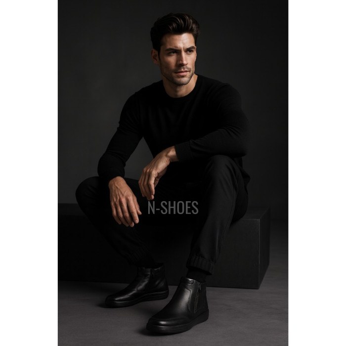 Men’s black winter boots Giorgio Minardi 1414 5066 made of genuine leather