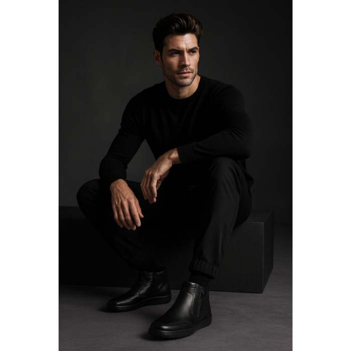 Men’s black winter boots Giorgio Minardi 1414 5066 made of genuine leather