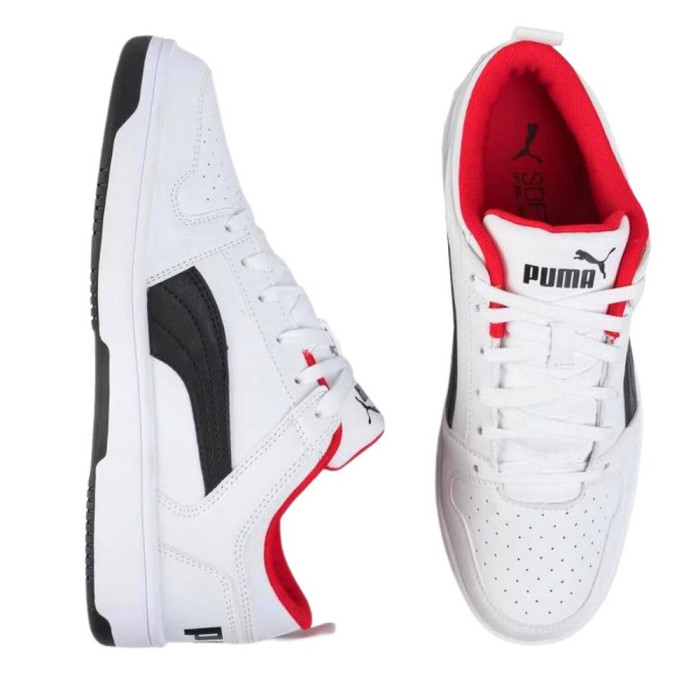 Снікерси Puma Rebound Layup Lo Sl 369866 01 White/Black/High Risk Red модель 5259