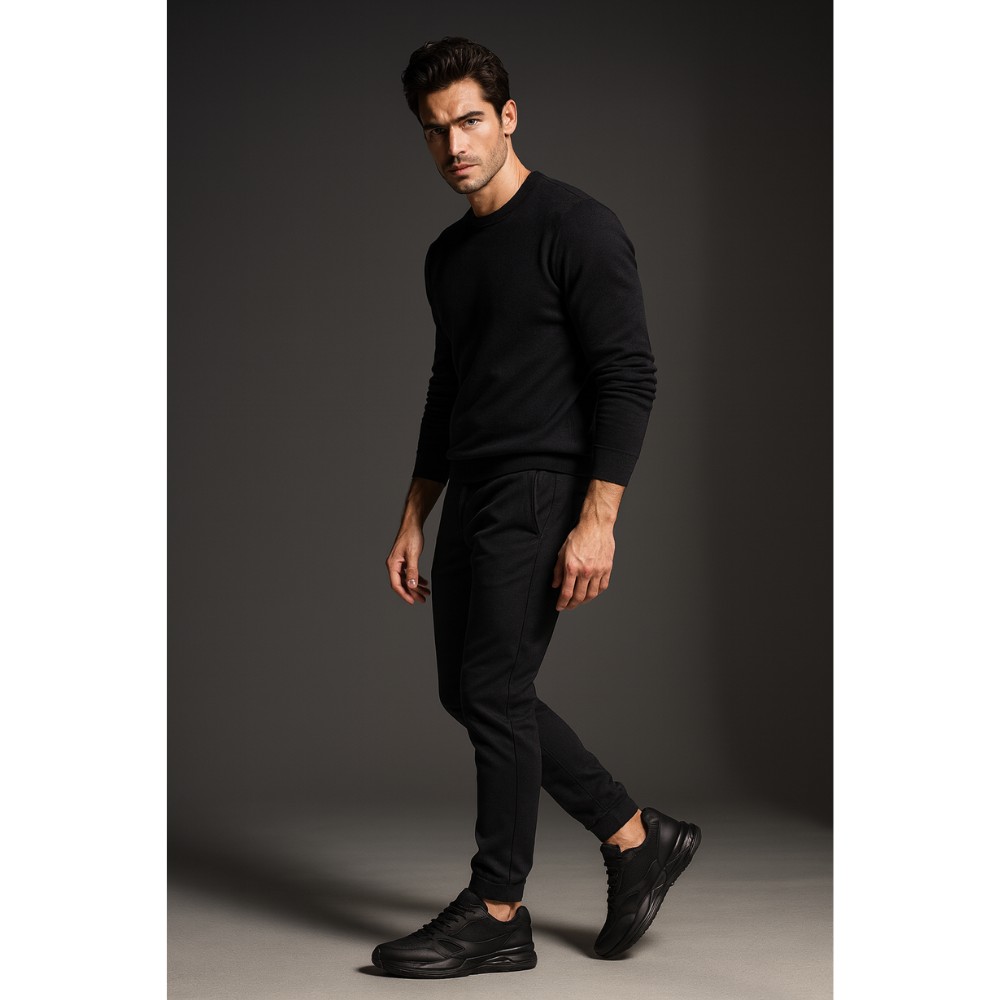 Мужские чёрные кроссовки Pulse Up MF1553-1 Black 5346