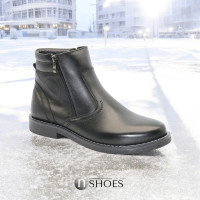 Men's warm winter black leather boots Giorgio Minardi 390-c21b-fn 5385-5115 made of genuine leather with insulation on natural wool from a Polish factory