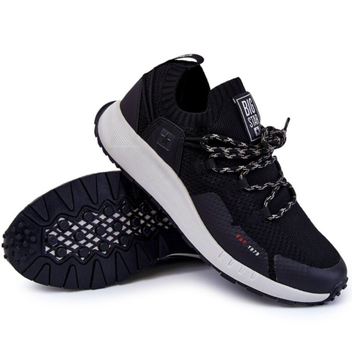 Мужские чёрные кроссовки Big Star Shoes KK174015 Black 5521