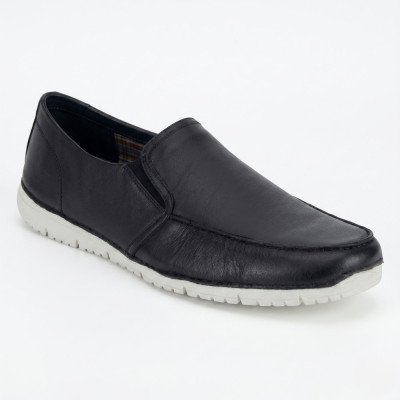 Men's black leather shoes moccasins Lasocki THILO-10 MI25 5694