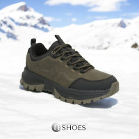 Men's leather khaki thermal sneakers GRUNBERG 148173-01-03 5742 trekking with insulation on the Gore-Tex membrane from the Italian brand