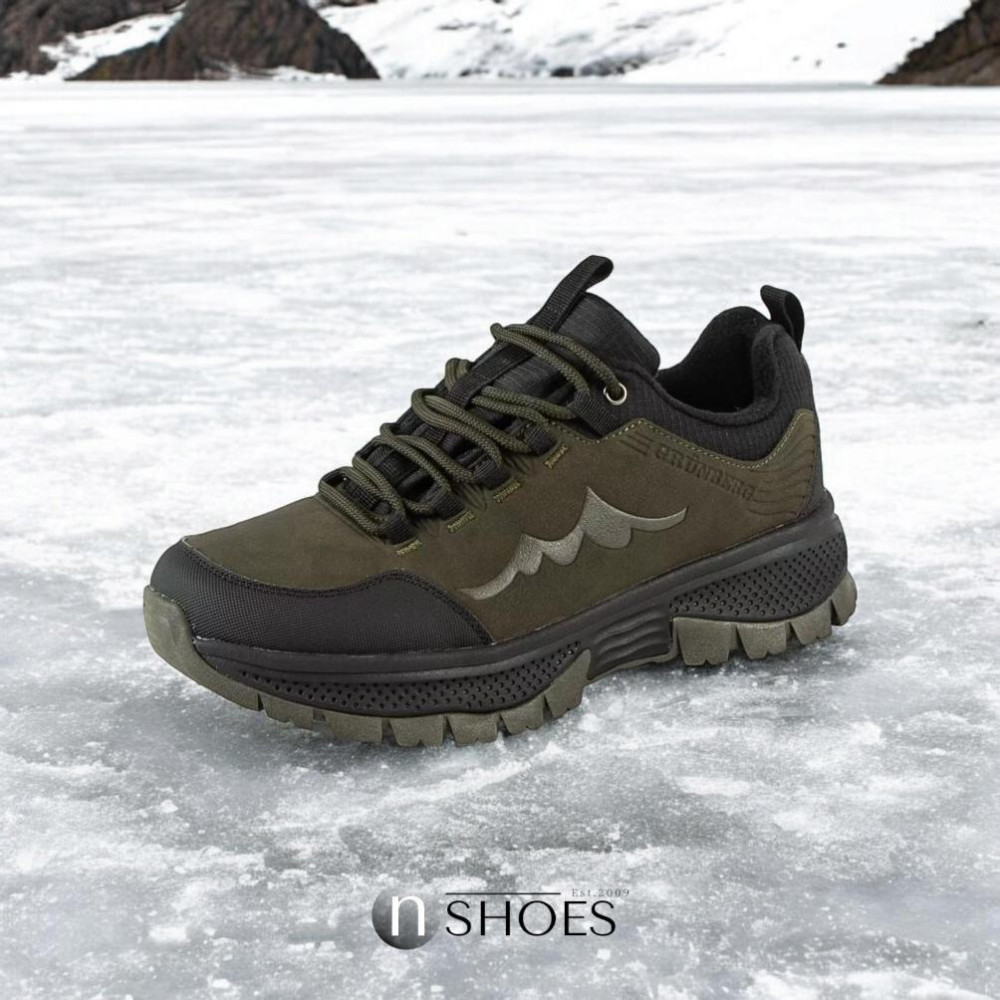 Мужские кожаные термо кроссовки GRUNBERG (Италия) с утеплением Gore-Tex модель 5742 