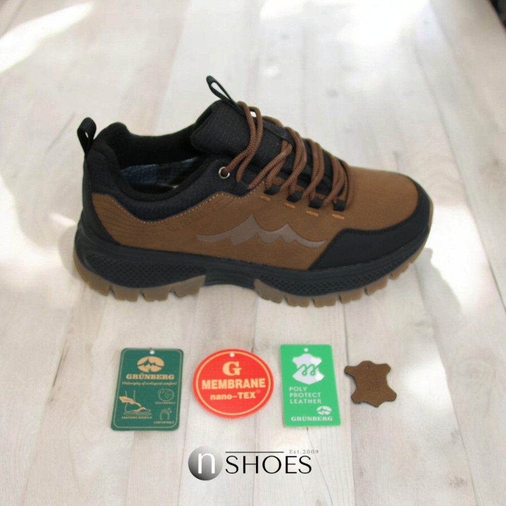 Мужские кожаные термо кроссовки GRUNBERG (Италия) с утеплением на мембране Gore-Tex модель 5743