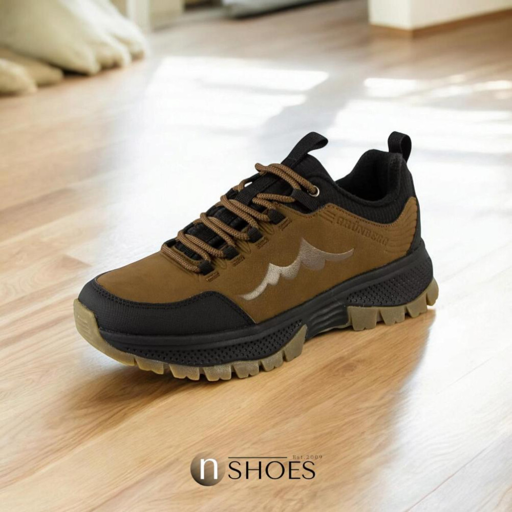 Мужские кожаные термо кроссовки GRUNBERG (Италия) с утеплением на мембране Gore-Tex модель 5743